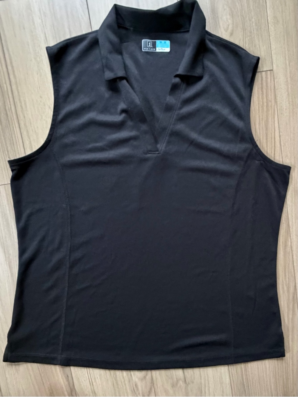 PGA Tour Polo Shirt Womens XL Black Sleeveless Check Golf Stretch Outdoor